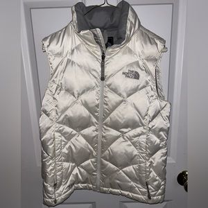 White North face puffer vest